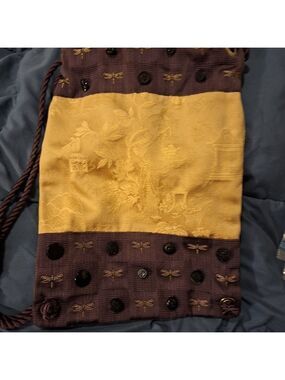 Dragonfly Backpack Bag Gold and Plum